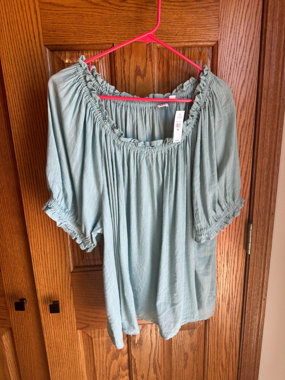 Ruffle Scoopneck Top Gap Size XXL Island Blue Off the Shoulder Beach Summer 2X